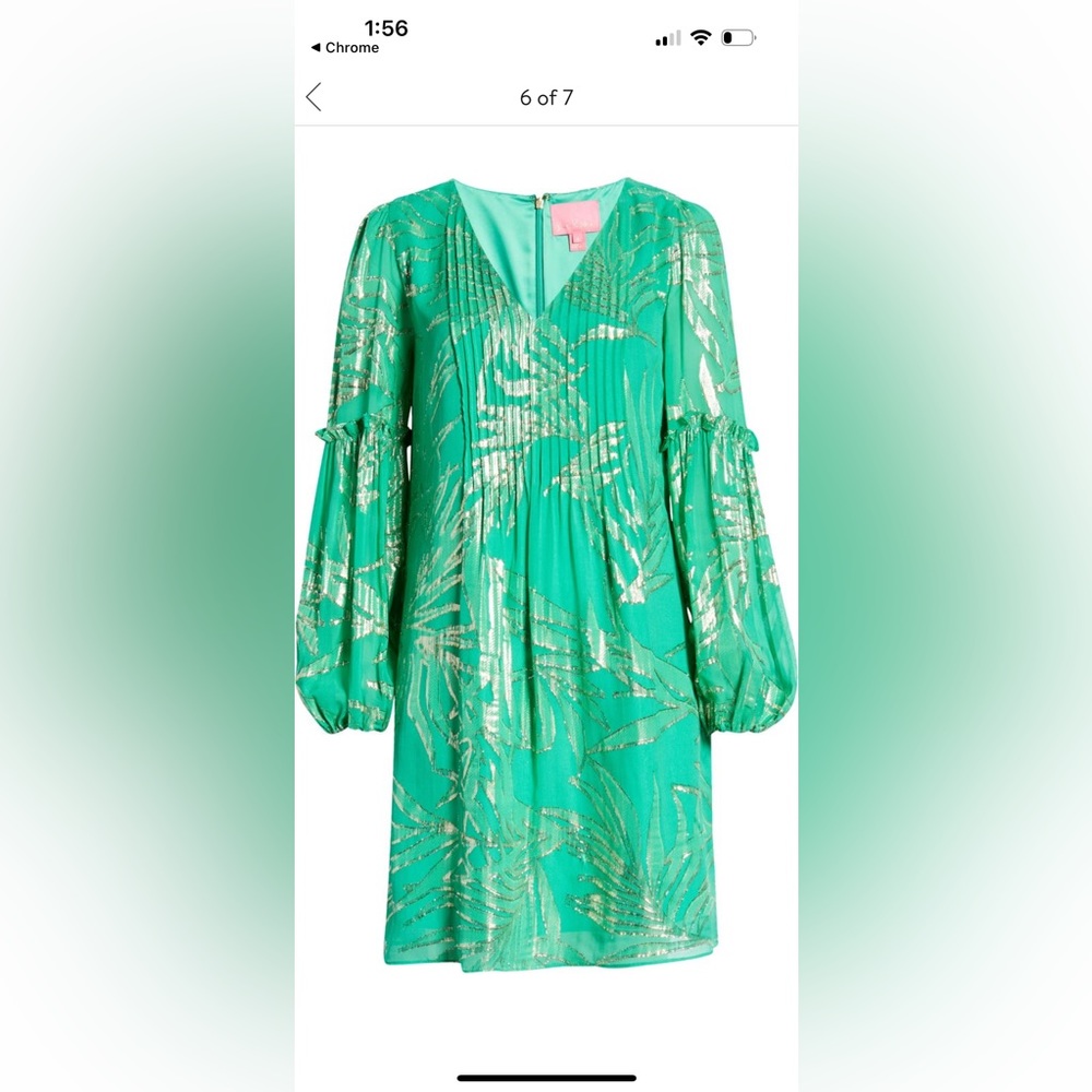 Lily Pulitzer Botanical Green Palm Leaf Silk Dress